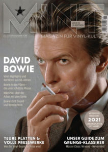 Cover des Mint - Magazin für Vinyl-Kultur, Ausgabe Nr.49/2021- zeigt David Bowie von Markus Klinko - eine Photographie aus der Ausstellung in der Galerie Stephen Hoffman im Hotel Bayerischer Hof im Zentrum Münchens
